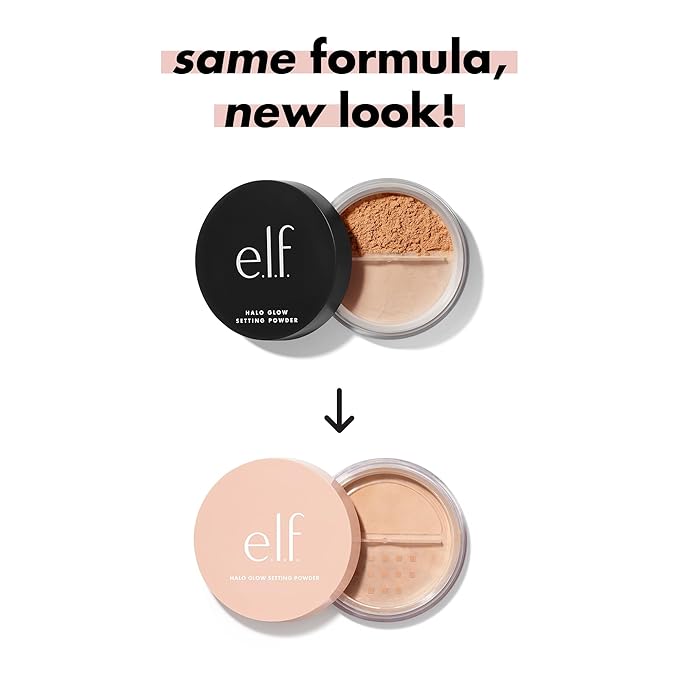 e.l.f. Halo Glow Setting Powder, Silky, Weightless, Blurring, Smooths, Minimizes Pores and Fine Lines, Creates Soft Focus Effect, Deep, Semi-Matte Finish, 0.24 Oz