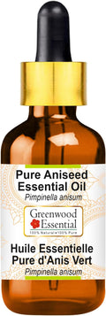 Greenwood Essential Aniseed Essential Oil (Pimpinella anisum) with Glass Dropper | Pure | Non-Sticky | Non-Greasy | Lightweight | Men & Women | All Skin Types | Steam Distilled 100ml (3.38 oz)