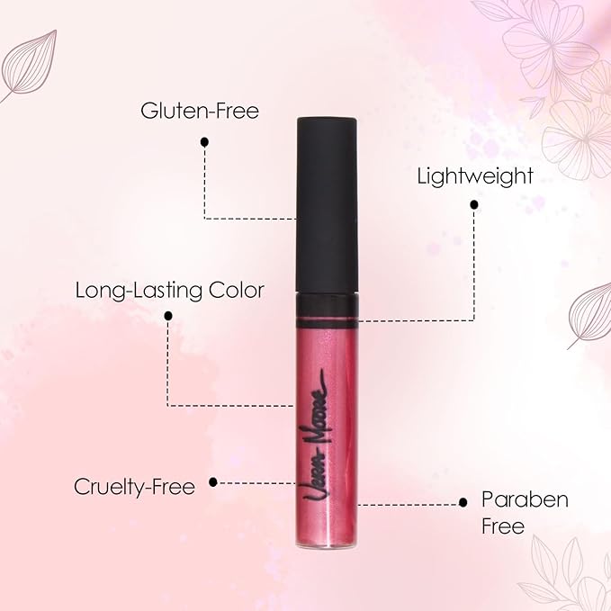 Lip Gloss, Moisturizing Lip Color with Shimmer for Long Lasting Shine, Lightweight Lip Stain, Non-Sticky Lip Gloss with Aloe Vera, W/Vitamin C, E (Electric Pink)