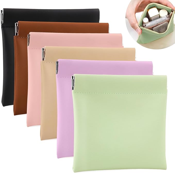 BUSOHA 6 PCS Small Makeup Bag for Purse, Mini Portable Cosmetic Bags for Women, Coin Purse Lipstick Cosmetic Accessories Organizer, Small Travel Kit Storage Pouch