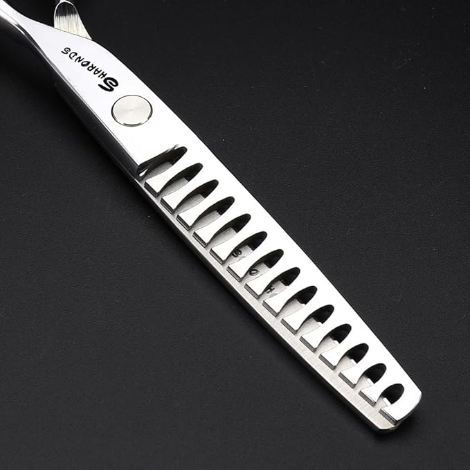 SHARENDS 6/6.5 inch Professional Hair Scissors - Barber Scissors - Stainless Steel - Silver - Modern Style - Right Hand - 6 Inch Teeth-A