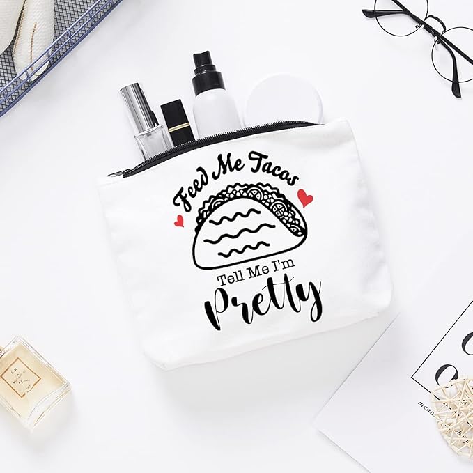 Funny Makeup Bag Gift for Women Best Friends Sister Taco Lover | Cute Taco Makeup Zipper Pouch Bag Cosmetic Travel Accessories Bag Toiletry Case Gifts for Birthday Christmas