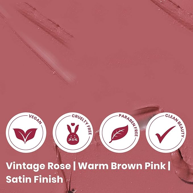 True + Luscious Super Moisture Lipstick – Clean, Vegan and Cruelty Free – Lasting Hydration for Dry Lips with a Satin Finish – Vintage Rose