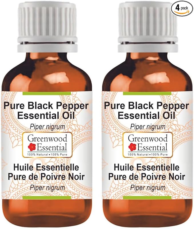 Greenwood Essential Pure Black Pepper Essential Oil (Piper nigrum) Steam Distilled (Pack of Two) 100ml X 2 (6.76 oz)