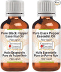Greenwood Essential Pure Black Pepper Essential Oil (Piper nigrum) Steam Distilled (Pack of Two) 100ml X 2 (6.76 oz)