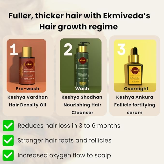 Ayurvedic Castor & Rosemary Oil For Hair Density With Bhringraj, Coconut, Amla, Argan, Brahmi. DHT Blocker. Hair Loss Treatment For Women & Men, 2.37 Fl Oz