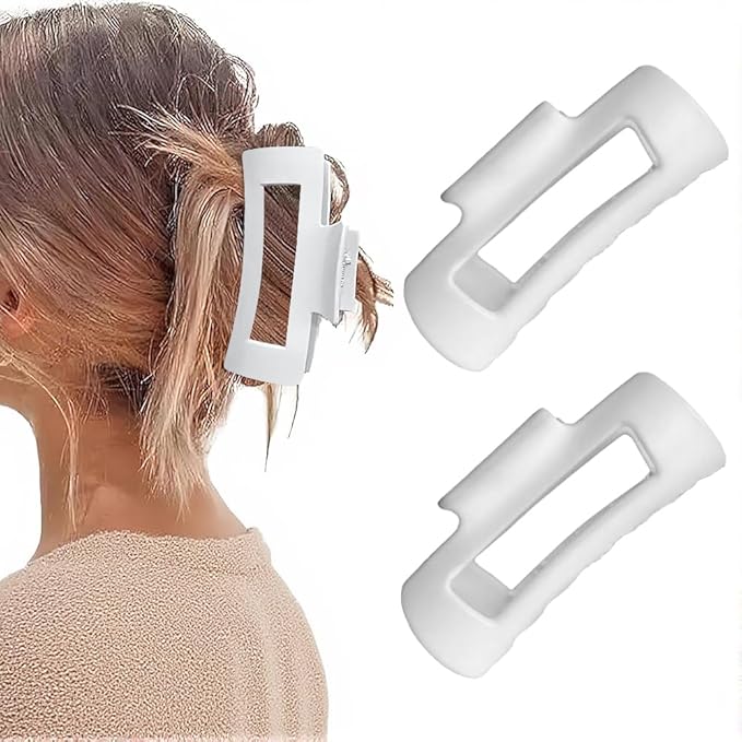 Silicone Hair Clips, Cloud Hair Pins for Women, 3.9 inch Soft Hair Claw Clip for Thick/Fine/Thin/Curly Hairstyle, White 2 Pack