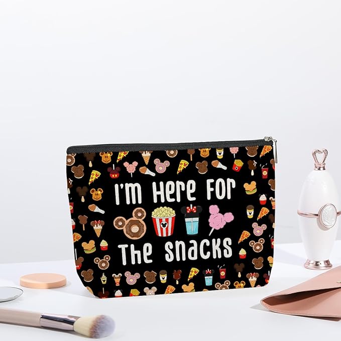 Magic Kingdom Lover Gift Halloween Snacks Cosmetic Bag Snacks Bag for Travel Cute Toiletry Bag for Girls Teens Friends Makeup Organizer Zipper Pouch (for The Snacks Black)