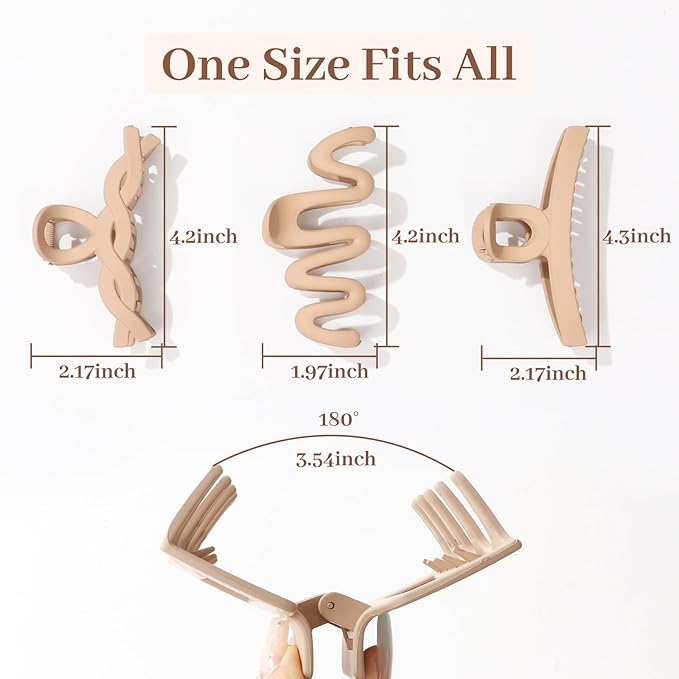 Matte Non-Slip Large Hair Clips for Women 8PCS (4 Beige+4 Black), Durable Claw Clips for Women/Girls | Gift-Ready Neutral Hair Accessories for Daily & Special Occasions