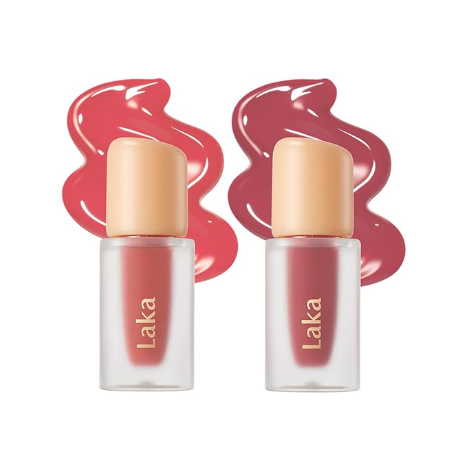 Laka Fruity Glam Lip Tint Mini Duo #122 Rosy Rose, #101 Joyful