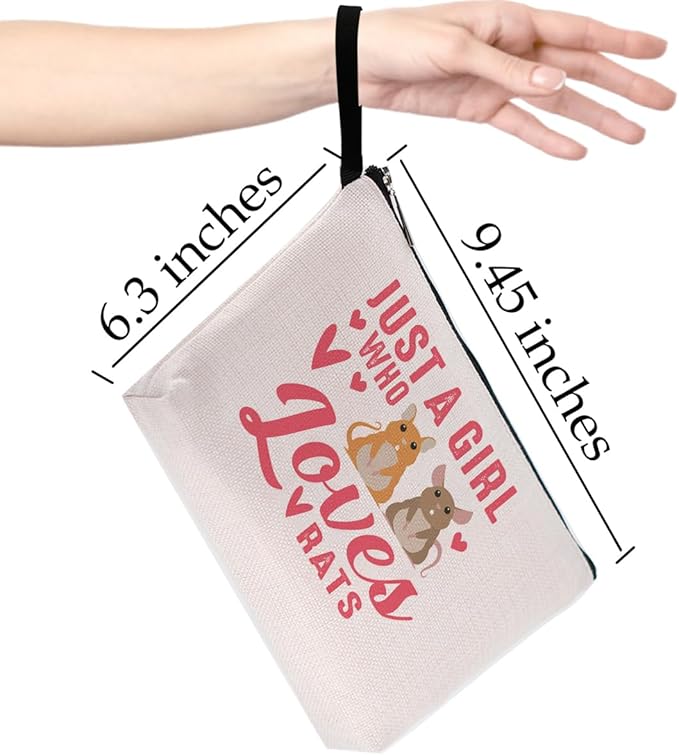 Funny Makeup Bag Rat Stuff Rat Themed Gifts for Women Girls Girlfriend Bestie Daughter Best Friend Rats Owner Animal Lover Gifts Rat Cosmetic Bag Zipper Pouch Travel Bag Graduation Birthday Gifts