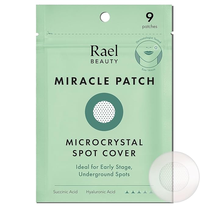 Rael Pimple Patches, Miracle Microcrystal Spot Cover - Hydrocolloid Acne Pimple Patch with Tea Tree Oil, Early Stage Zits and Blemish, Korean Skin Care (9 Count)