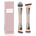 Foundation Makeup Brushes, 2Pcs Premium Dual-Ended Makeup Brush (Foundation, Powder, Blush & Contour Brushes) for Buffing Liquid, Cream, Powder, Blending Face Brush, Fit for Home, Travel & Gifting