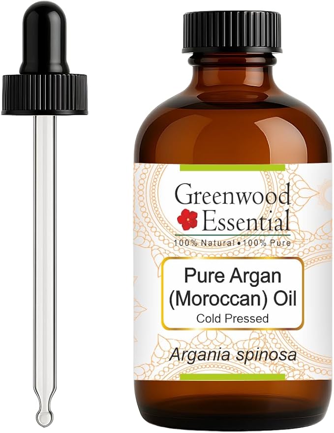 Greenwood Essential Pure Argan (Moroccan) Oil (Argania spinosa) with Glass Dropper Cold Pressed 120ml (4 oz)