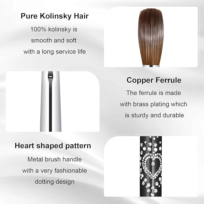 Acrylic Nail Brush Size #08, 100% Pure Kolinsky Nail Art Brushes for Acrylic Application, Sturdy Handle Oval Shaped Acrylic Powder Nail Design Tools for Professional Manicure DIY