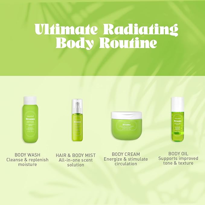 NATURE WELL Dreamy Radiating Shimmer Body Cream, Lightweight, Quick-Absorbing Formula, Delivers Hydration & A Subtle Glow, Scented with Sweet Mandarin, Bergamot, Vanilla Orchid & Pink Sugar, 12 Oz
