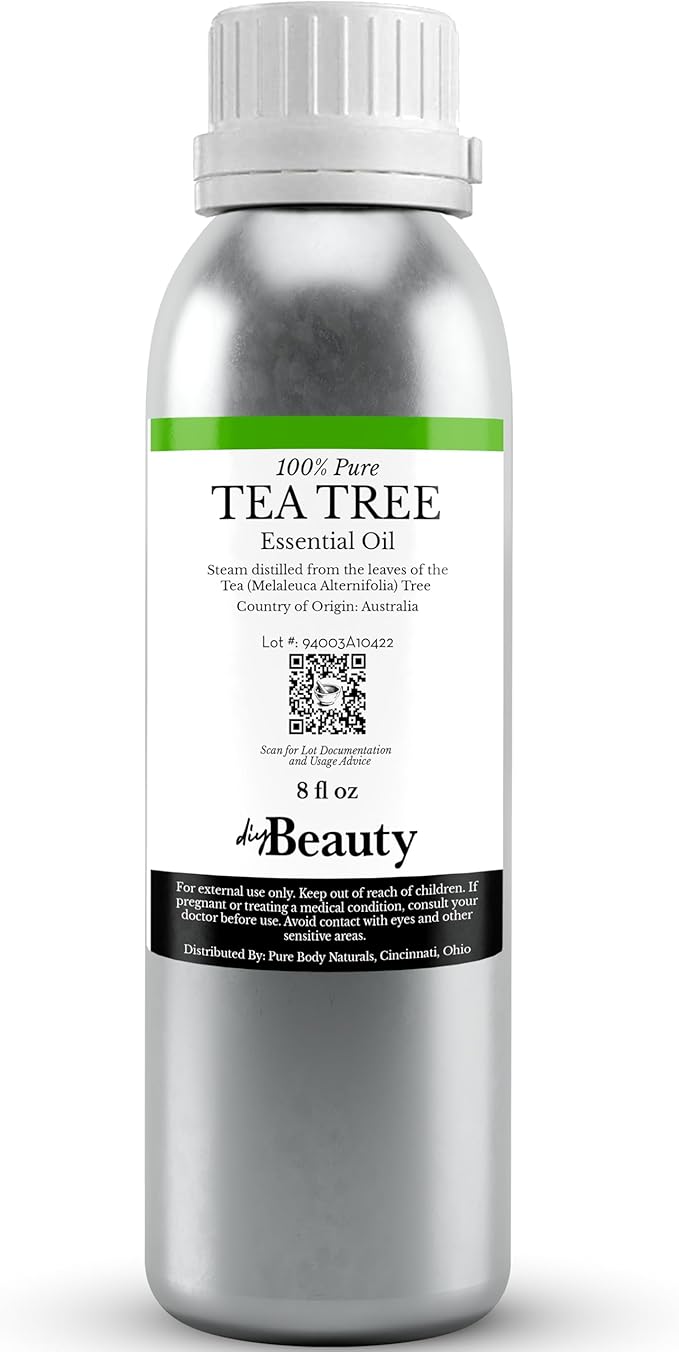 Bulk Tea Tree Oil - 8 Fl Oz Large Size Big Bottle - 100% Pure & Organic Tea Tree Oil for Skin, Hair, Face, and Scalp - Steam Distilled