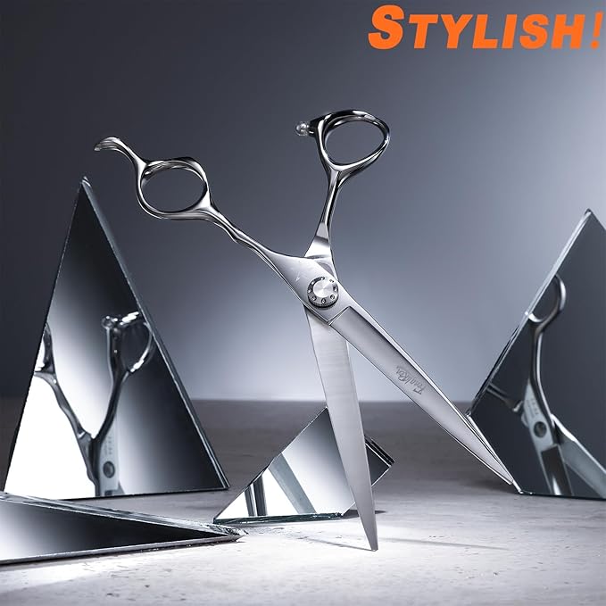 High-end Professional Extremely Very Sharp Barber Hair Cutting Scissors Hairdresser Shears For Hair 6.5 Inch Haircut Scissor Made Of Stainless Steel Alloy For Hairdressing Salon and Home Use