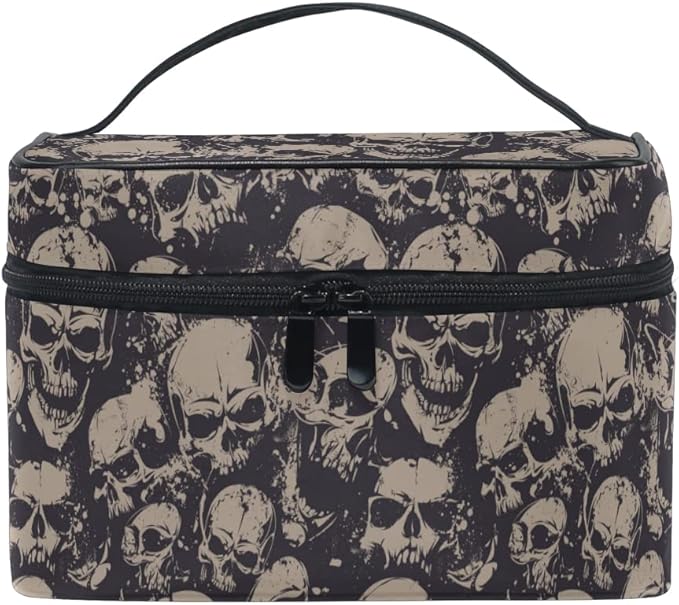 Makeup Bag, Grunge Skulls Travel Makeup Organizer Bag Cosmetic Cases Toiletry Bags for Girl Women Ladies