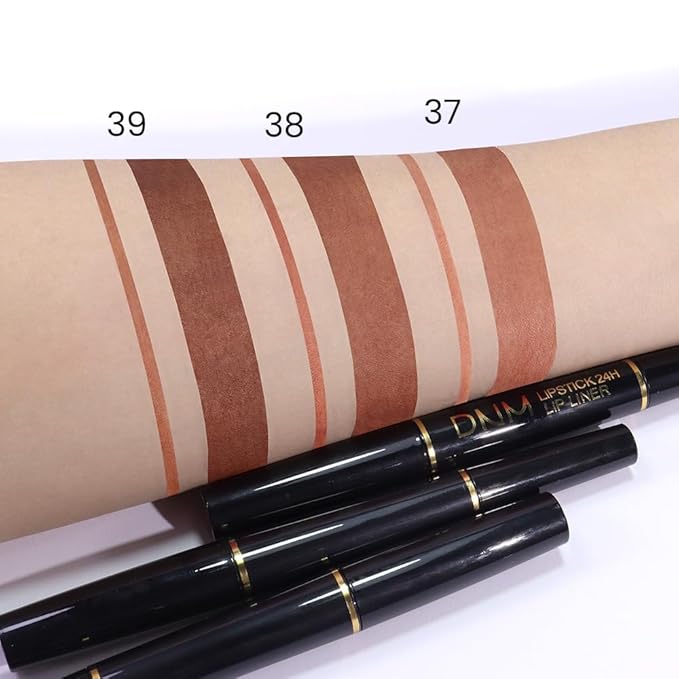 2-in-1Nude Brown Lip Liner & Lipstick Set Kit for Women, Matte Lips Kit with Lip Liner Lip Stains Long Lasting Waterproof 24 Hour Lipstick and Lip Liners Combo Lipliners Pencil Set 37