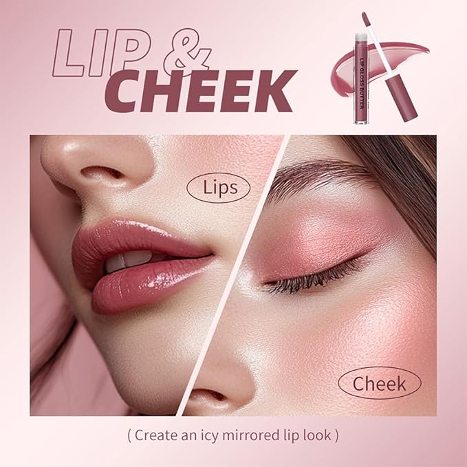 Brown Nourishing Lip Plumper Gloss, Wine Red Moisturizing High Shine Nude Lip Glow Oil, Long Wear Hydration Mini Liquid Lipstick Makeup, Fresh Lightweight Glossy Plumping Lip Gloss for Women (01#)