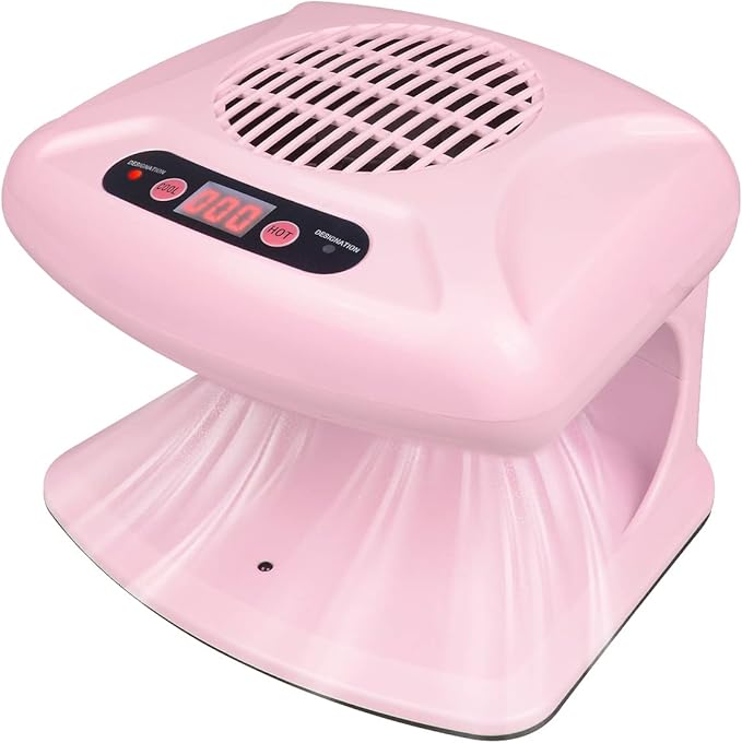 Air Nail Dryer with Automatic Sensor, 300W Timing Air Nail Fan Blow Dryer for Both Hands and Feet, Warm & Cool Wind Blower Dryer for Regular Nail Polish, Home and Salon Use No Harmful (Pink)