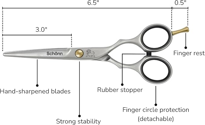 Generic Hair Cutting Scissors, Schönn Hair Scissor, Professional 6.5 inch Right-Handed Barber Shears - German Stainless Steel, Hand Sharpened (Silver/Gold), SCH-CLS-01