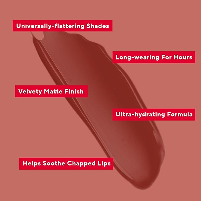 Mirabella - Luxe Advanced Formula Matte Lip Gloss, Long-Wear Full-Coverage Lip Gloss That Won’t Dry or Crack Lips, Liquid Lipstick Alternative, No Smudging or Feathering, Bombshell