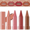 Jolilab 4PCS Lip Liner Lipstick Set, Gradient Matte Nude Velvet Lip Liner Pencil High Pigmented Long Lasting Natural Smooth Lip Makeup Easy-to-Use Crayon Form and Cone Tip