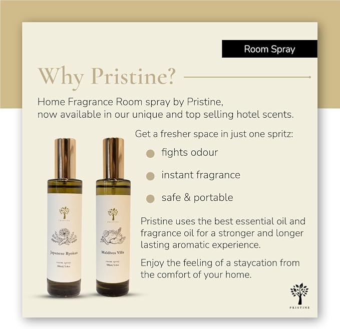 PRISTINE Himalayan Tea/Inspired by Westin Hotel Linen & Room Spray Air Freshener, Made With Essential Oils, Fragrance room spray with White Tea and Bergamot 3.4oz Pillow Spray