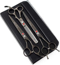 Purple Dragon 7.0 inch Rhinestone Decoration 3PCS Pet Grooming Scissors Dog Hair Cutting & Thinning Shears Set