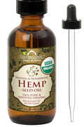 US Organic Hemp Seed Oil, Certified Organic, Pure & Natural, Cold Pressed Virgin, Unrefined, Amber Glass Bottle with Glass Eye Dropper for Easy Application (2 oz (56 ml))