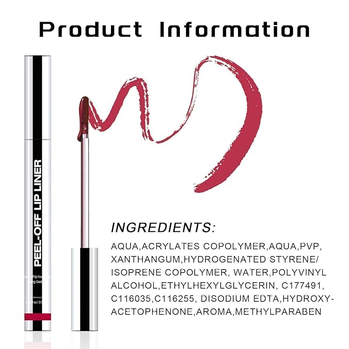 Lip Stain - Peel Off Lip Liner, Long Lasting Lip Liner with Matte Finish, Waterproof & Transfer Proof Lip Gloss, Non-Stick Cup & Highly Pigmented Color, Easy to Use for All Skin Types (Rose)