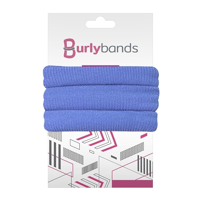 Burlybands Large Hair Ties for Thick, Heavy or Curly Hair - Non-Slip, Non-Damage, Seamless Women's Ponytail Scrunchies - Pastel Blue, 3 Pcs