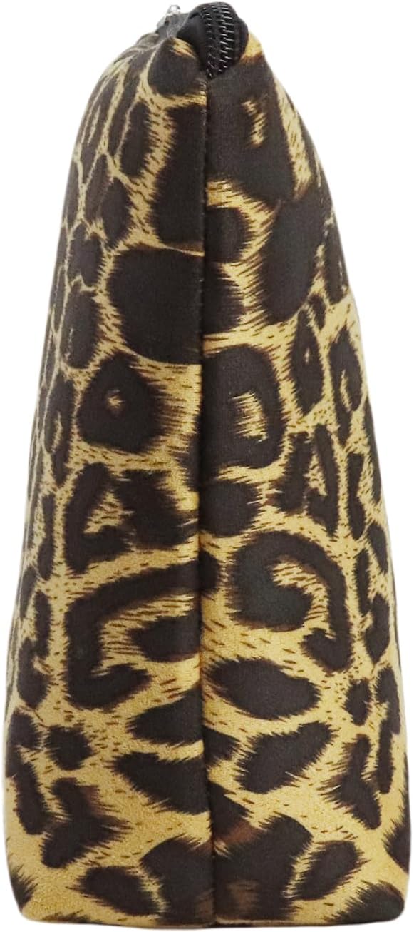 Makeup Bag For Women - Soft and Warm Material Cosmetic Bags Leopard Print Design Ladies Tote Bag,Women's Pencil Case Makeup Organizer with Zipper (Yellow)