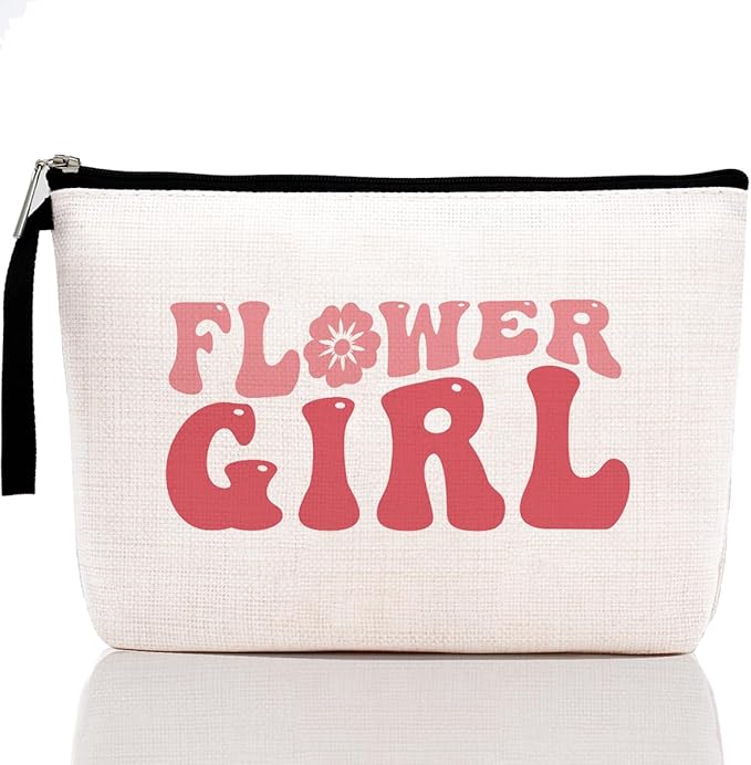 Flower Girl Proposal Flower Girl Gift Makeup Bag Wedding Gifts Bridal Party Gifts Cosmetic Bag for Women Bridesmaid Gifts Zipper Pouch Bag Bridal Shower Gifts Travel Toiletry Bag Wedding Party Gifts