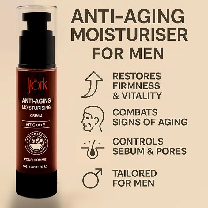 2 x Men’s Anti-Aging for Face and Neck – Anti Wrinkle and Skin Toning | Moisturizer for Firm, Smooth Skin | Lightweight & Non-Greasy | Unscented