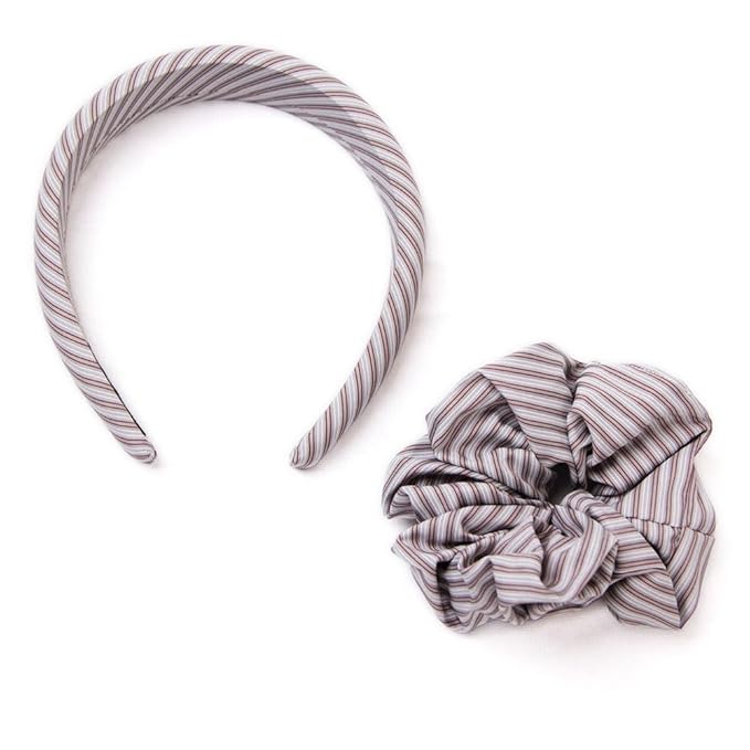 Headband and Scrunchie Set for Women 2Pack Hair Ties for Girls Elastics Bands Ponytail Holder Hair Accessories Grey Stripe