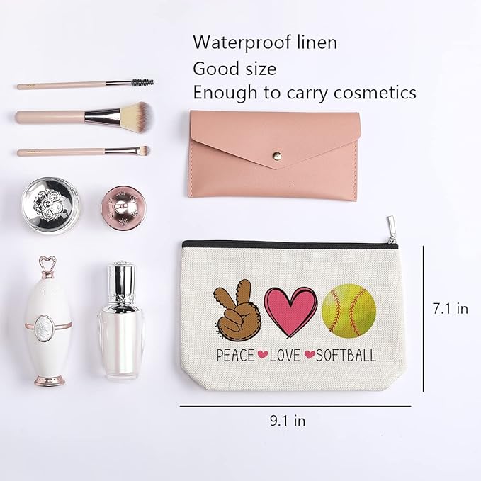 Softball Gifts Makeup Bag Inspirational Gifts for Women Her Softball Lovers Mom Grandma Sister Birthday Gifts for Female Coworker Friend BFF Besties