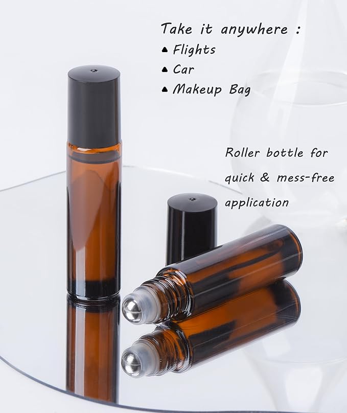 Organic Castor Oil for Face Roll On，Rollerball Deep Hydration for Skin Care and Hair, Castor Oil Organic Cold Pressed Unrefined Glass Bottle 8oz with 2 Roller