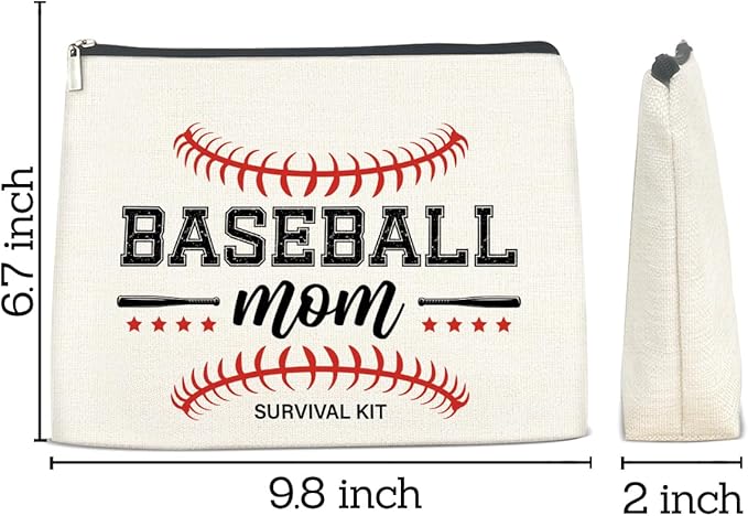 Baseball Mom Gift Makeup Bag for Women, Cosmetic Snack Bag for Baseball Lovers Team Players Coach Mother Travel Toiletry Pouch for Purse