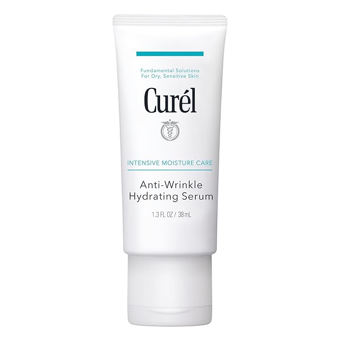 Curel Japanese Skin Care Anti-Wrinkle Hydrating Serum, Face moisturizer for Dry, Sensitive Skin, Reduces Wrinkles and Fine Lines, with Ceramides, Fragrance & Alcohol Free Facial Serum, 1.3 Fl Oz