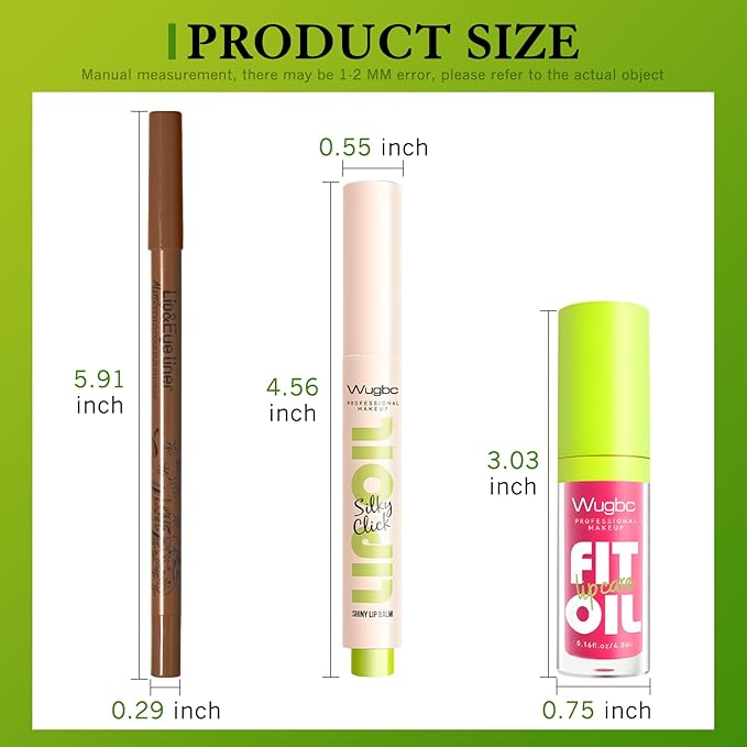 Brown Lip Liner Pink Lip Oil Gloss Click Lip Balm Clear Shimmer, Hydrating Lipstick Tinted Lip Oil for Women Makeup, Lightweight Non Sticky Liquid Lipstick Lip Liner Pencil Combo Set