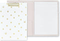 Kate Spade New York A4 Clipboard Folio with Low Profile Clip, Professional Padfolio Includes Lined Notepad, Pen Loop, and Pocket, Gold Dot with Script