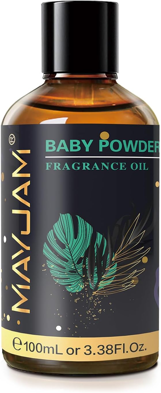 MAYJAM 100ML/3.38FL.OZ Baby Powder Fragrance Oils with Glass Dropper, Essential Oils for Diffusers for Home, Long Lasting Scented Oils for Diffusers Soap Candle Making