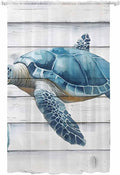 Sheer Curtains 84 Inches Long, Sea Turtle Blue Semi Sheer Curtains Light by Unknown