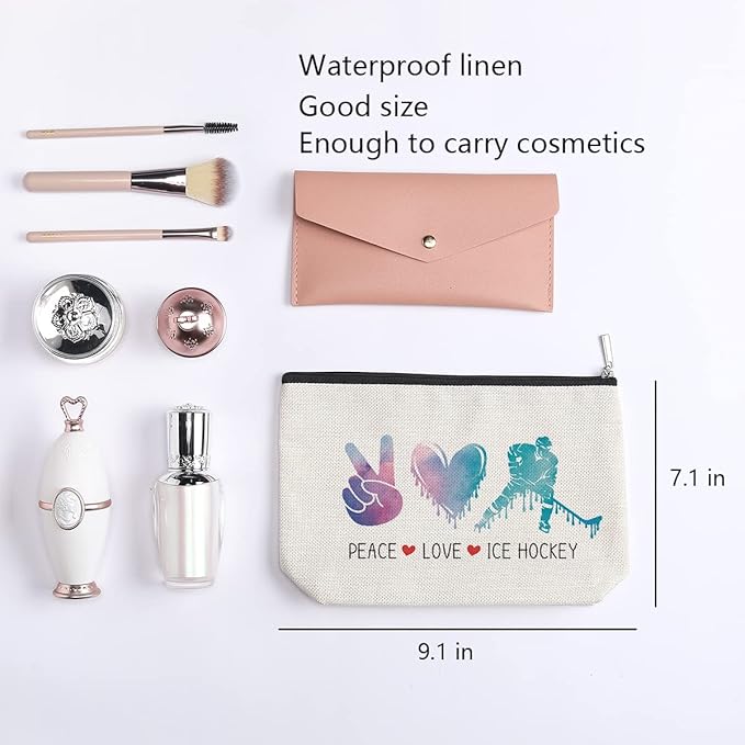 Hockey Gifts Inspirational Hockey Gifts for Ice Hockey Lovers Team Players Makeup Bag Christmas Birthday Gifts for Women Athletics Coach Friend Sister Hockey Travel Pouch