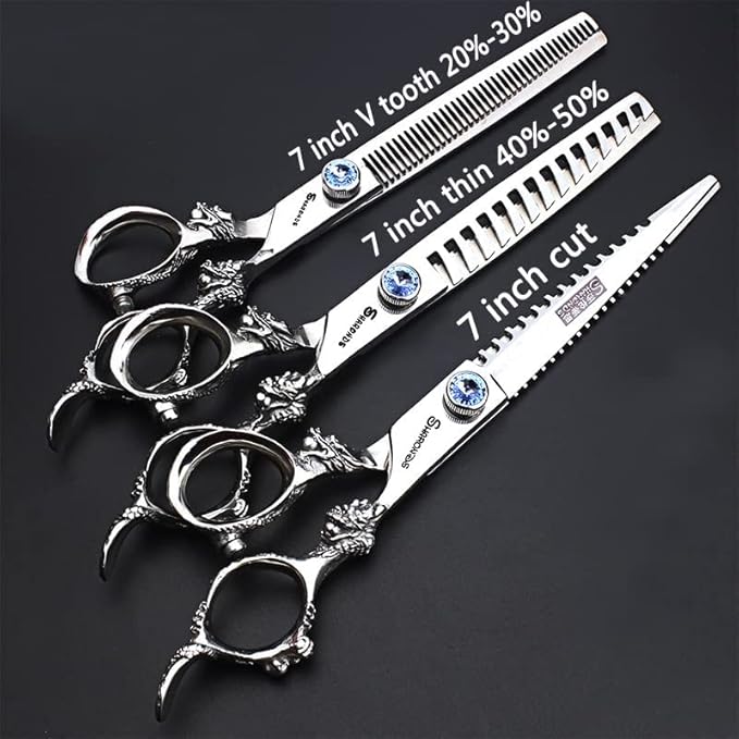 6/7/8/9 Inches Professional Hairdressing Scissors Set,Stainless Steel Hairdressing Scissors for Women & Men… (7 inch 3PC)