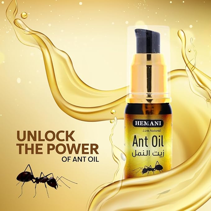 Hemani Ant Oil 30ml - Natural Hair Inhibitor & Hair Growth Reducer for Women & Men, Hair Removal Oil for Post-Hair Removal Care, Smooth Skin Solution, External Use Only