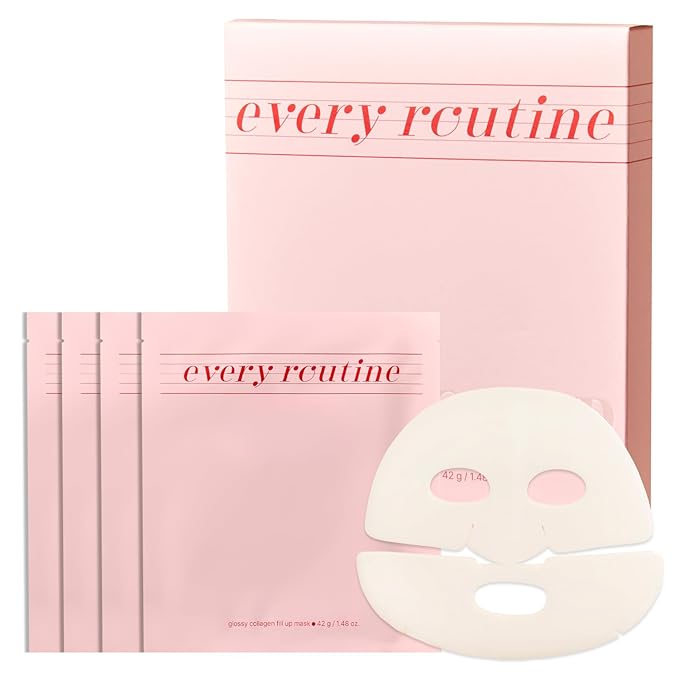 Glossy Collagen Fill Up Mask, Hydrating Hydrogel Face Mask, Firming, Elasticity, Radiance, Anti-Aging Skincare, Korean Beauty, Self Care Gift for Women | 1.48oz (42g) x 4ea